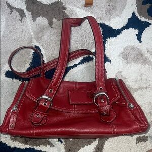 Tignanello Red Leather Shoulder Bag